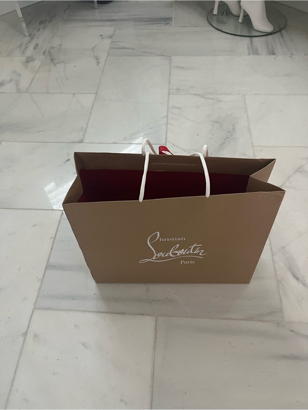 Christian Louboutin Tan Shopping Tote with Red Interior - Picture 2 of 7